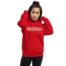 Load image into Gallery viewer, EMOTIONALLY UNAVAILABLE HOODIE RED 2
